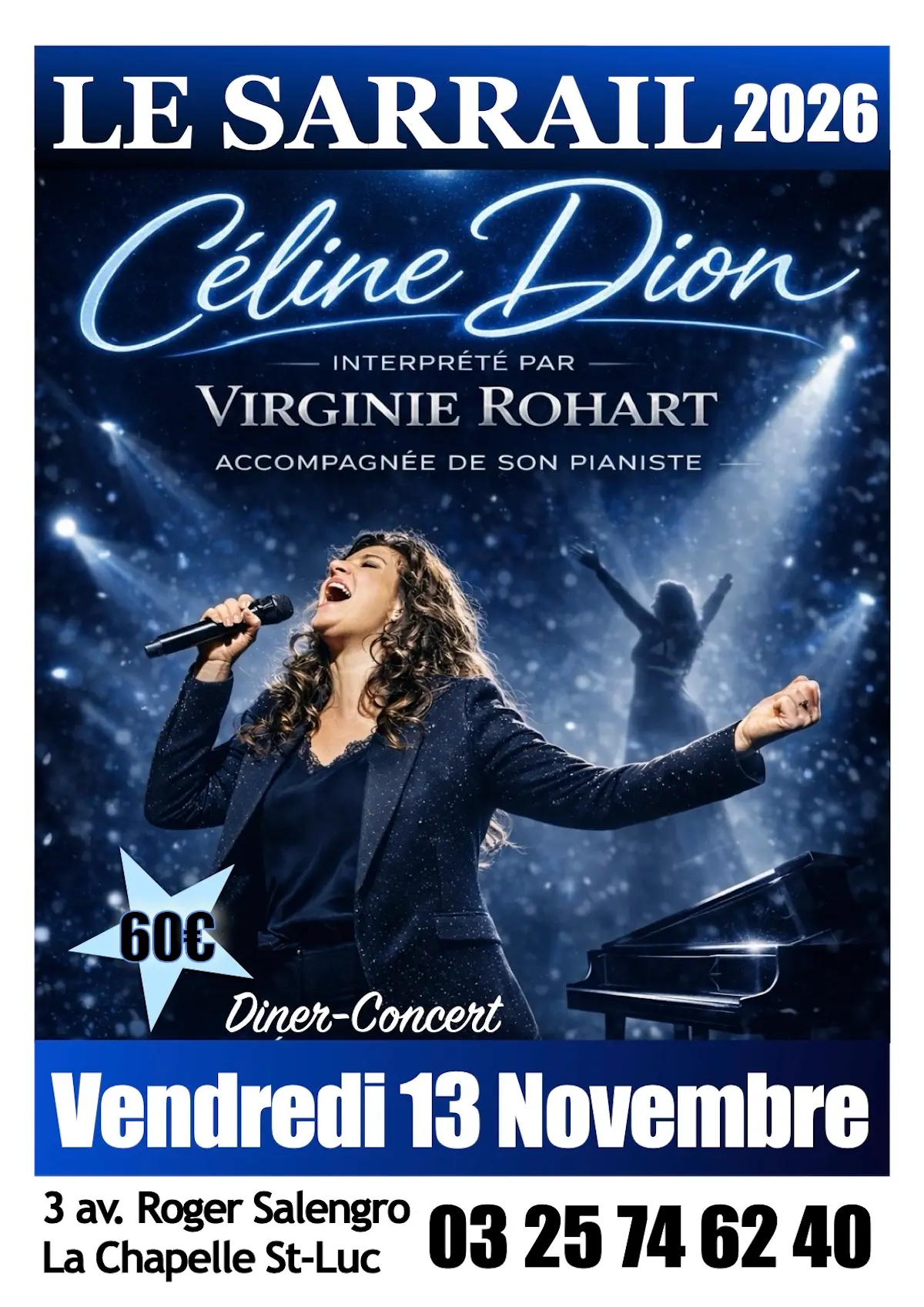 Soirée dîner-concert Céline DION avec Virginie ROHART